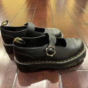 DR. MARTEN ADDINA FLOWER BUCKLE LEATHER PLATFORM SHOES